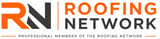 Roofing Network logo with RN initials in orange and gray, professional members tagline below